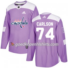 Washington Capitals John Carlson 74 Adidas 2017-2018 Purper Fights Cancer Practice Authentic Shirt - Mannen